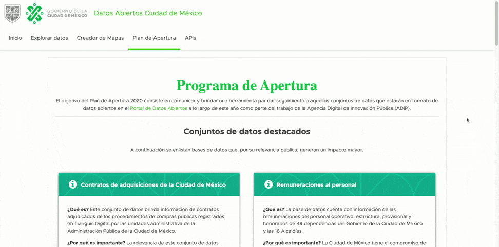 plan de apertura - data portal