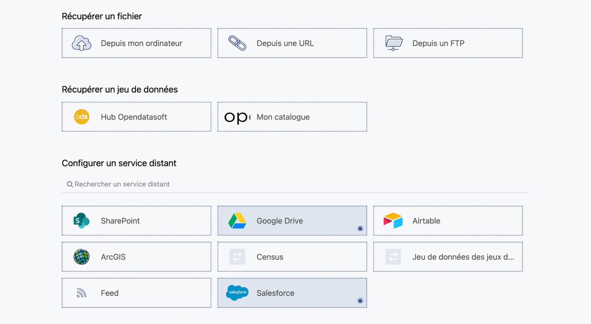 Sharepoint Google Drive connections plateforme huwise