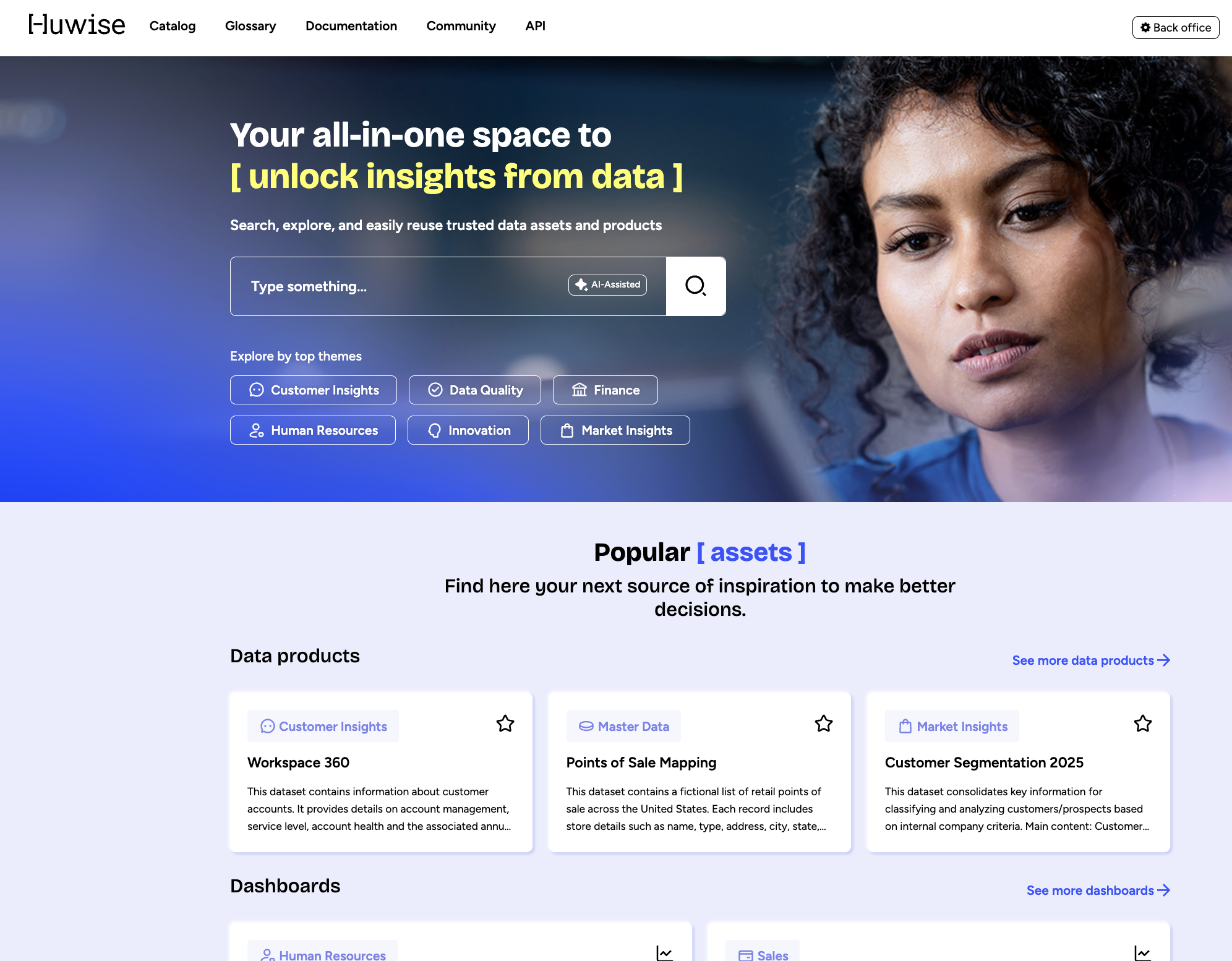 Image homepage data product marketplace Huwise